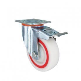 Колесо полипропиленовое поворотное с тормозом EM01 MBTM 100 F